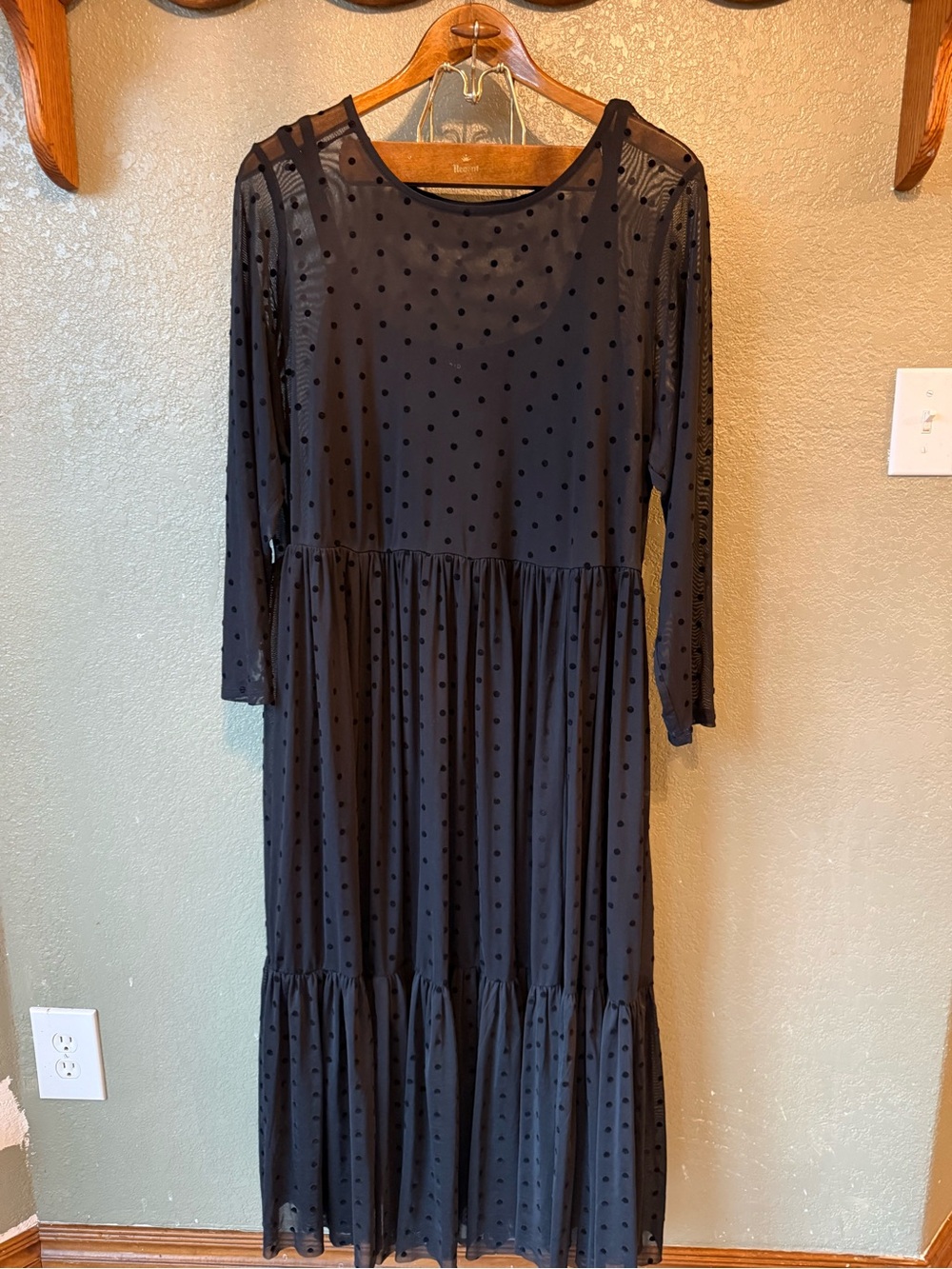 torrid Black Polka Dot Mesh Tiered Maxi Dress